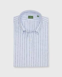 Button-Down Sport Shirt In Sky/Navy Stripe Oxford