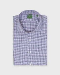 Slim-Fit Spread Collar Sport Shirt In Pink/Blue Small Check Poplin