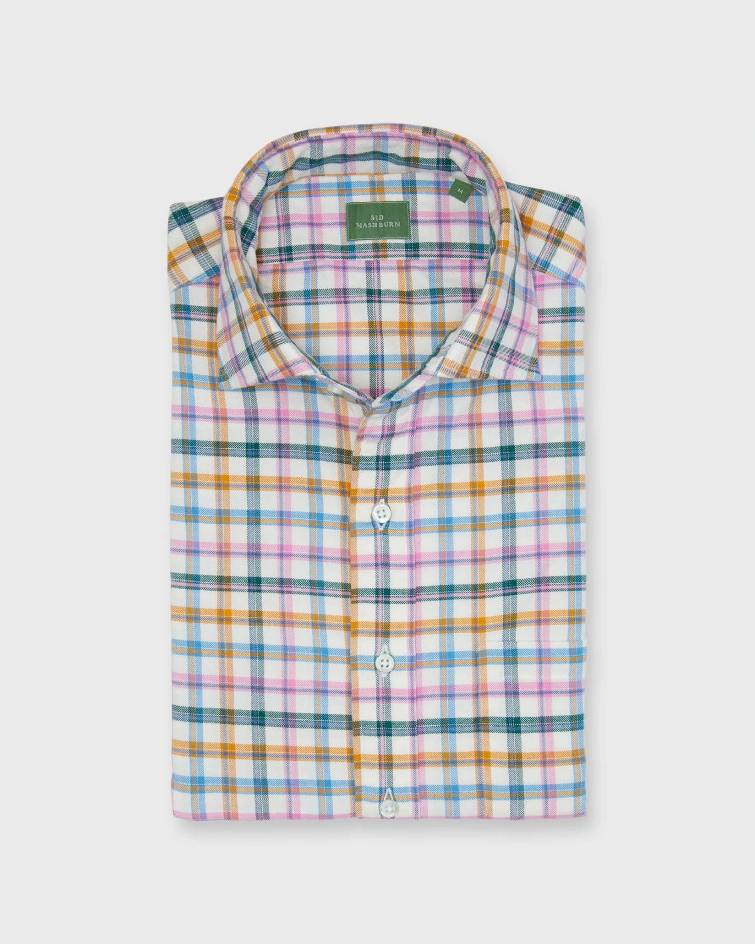 Spread Collar Sport Shirt In Pink/Scotch/Glacier Brushed Twill 1 Spread Collar Sport Shirt In Pink/Scotch/Glacier Brushed Twill