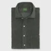 Spread Collar Sport Shirt In Olive Corduroy