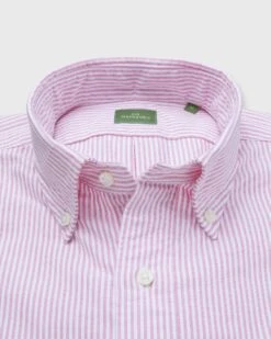 Button-Down Sport Shirt In Berry University Stripe Oxford -HERNO || ULLA JOHNSON || A.P.C. Shop S71730 214
