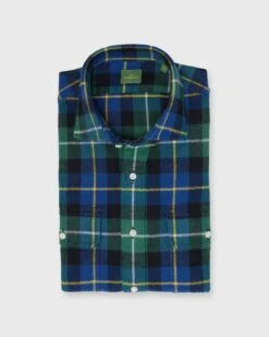 Work Shirt In Green/Blue/Yellow Plaid Brushed Twill