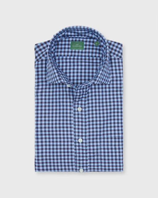 Spread Collar Sport Shirt In Brown/Sky Gingham Twill -HERNO || ULLA JOHNSON || A.P.C. Shop S71740 64