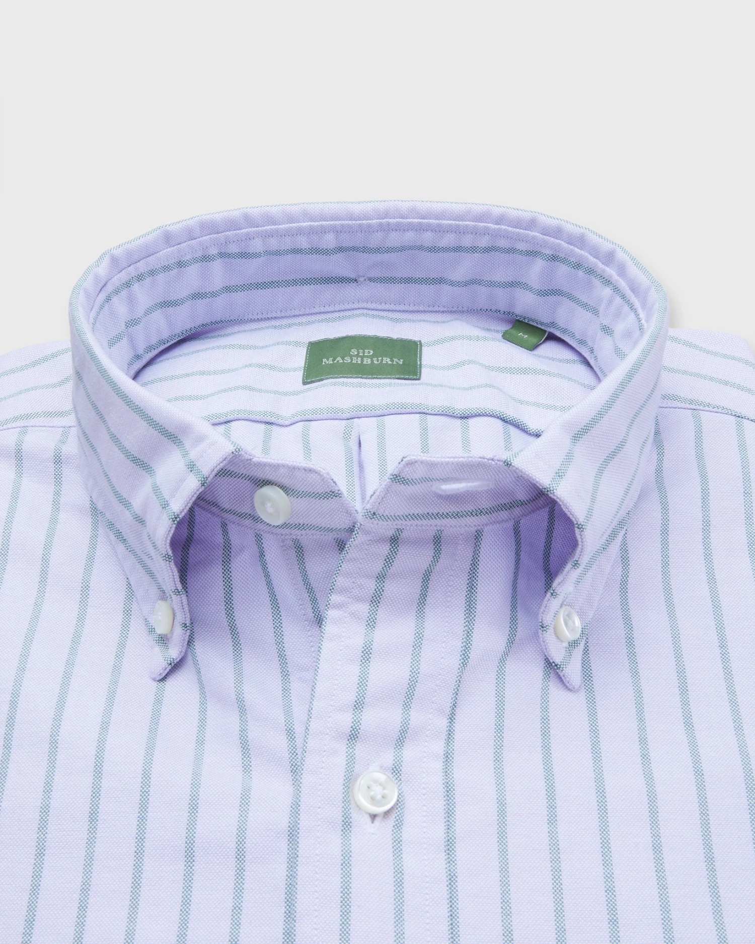 Button-Down Sport Shirt In Lavender/Hunter Wide Stripe Oxford 2 Button-Down Sport Shirt In Lavender/Hunter Wide Stripe Oxford - Image 2
