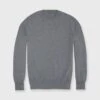 Casual Crewneck Sweater In Heather Grey Cotton/Cashmere