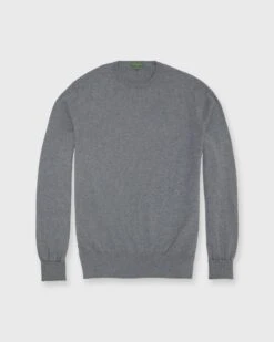 Casual Crewneck Sweater In Heather Grey Cotton/Cashmere