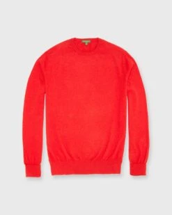Casual Crewneck Sweater In Tomato Cotton/Cashmere
