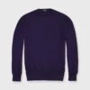 Casual Crewneck Sweater In Heather Eggplant Cotton/Cashmere