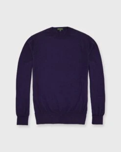 Casual Crewneck Sweater In Heather Eggplant Cotton/Cashmere