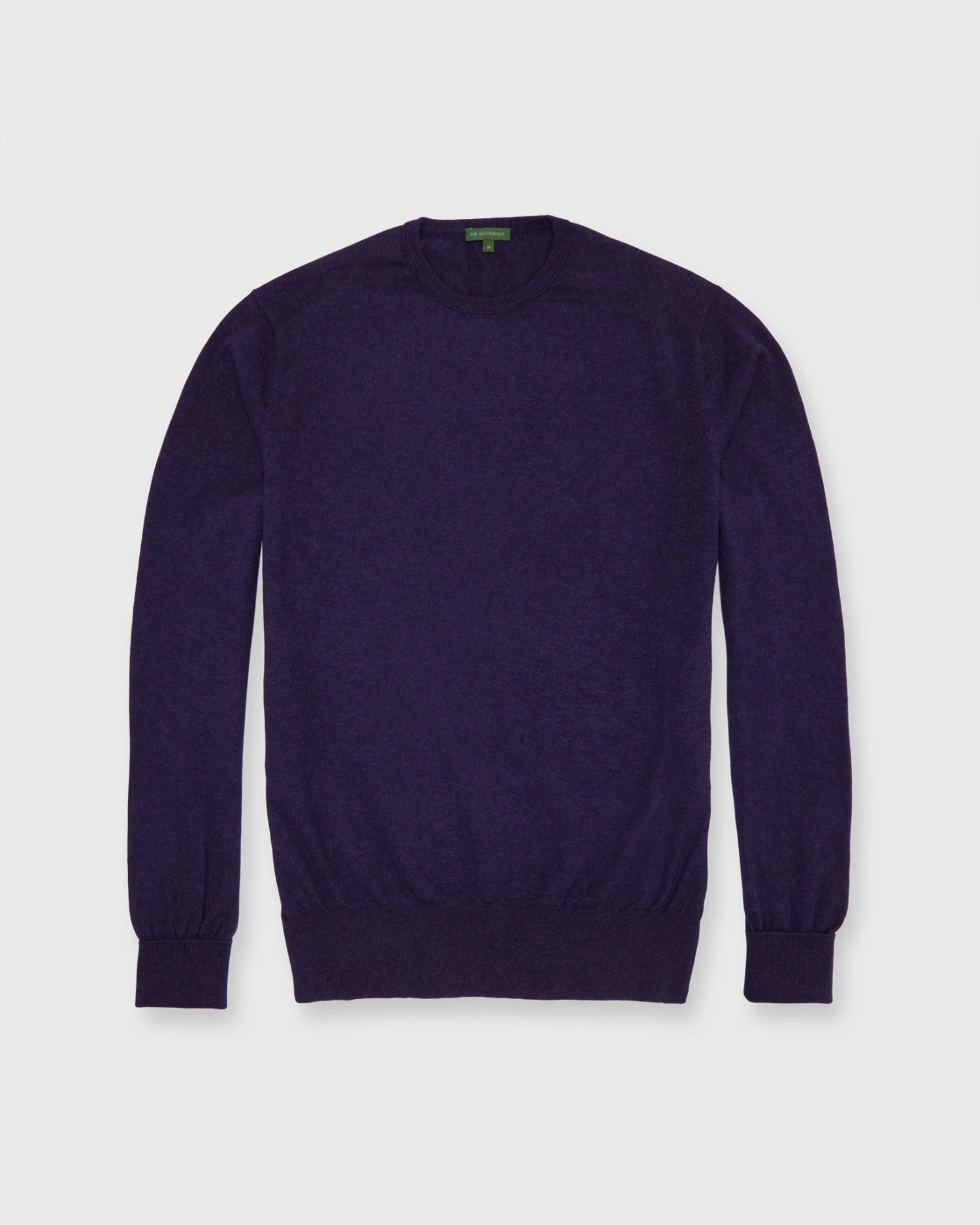 Casual Crewneck Sweater In Heather Eggplant Cotton/Cashmere 1 Casual Crewneck Sweater In Heather Eggplant Cotton/Cashmere