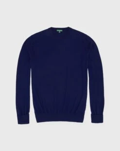 Fine-Gauge Crewneck Sweater In Bright Navy Escorial Wool