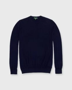 Fine-Gauge Crewneck Sweater In Navy Cashmere