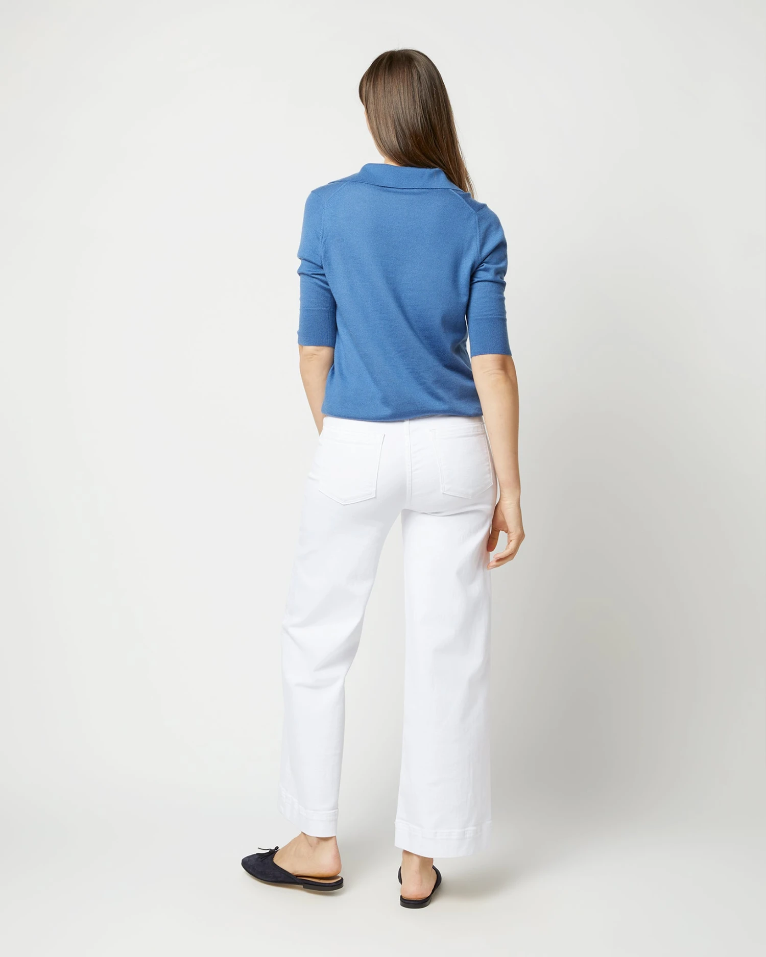 Half-Sleeved Georgina Sweater In Storm Blue Cashmere 6 Half-Sleeved Georgina Sweater In Storm Blue Cashmere - Image 6