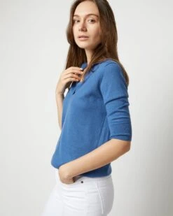 Half-Sleeved Georgina Sweater In Storm Blue Cashmere 8 Half-Sleeved Georgina Sweater In Storm Blue Cashmere -HERNO || ULLA JOHNSON || A.P.C. Shop S71889 4151