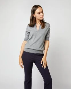 Half-Sleeved Georgina Sweater In Oxford Grey Cashmere 12 Half-Sleeved Georgina Sweater In Oxford Grey Cashmere -HERNO || ULLA JOHNSON || A.P.C. Shop S71890 1266