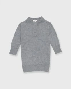 Half-Sleeved Georgina Sweater In Oxford Grey Cashmere
