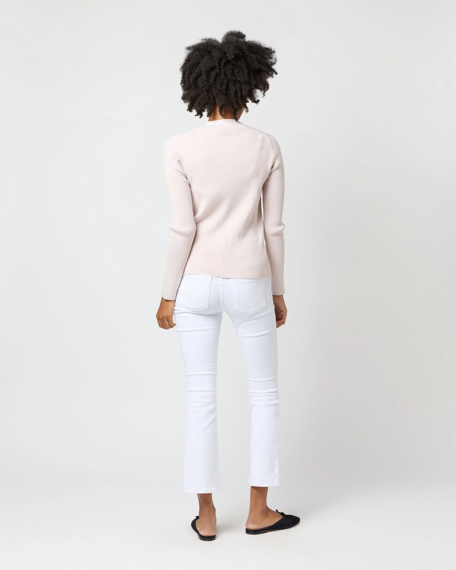 Nia Long-Sleeved Ribbed Cardigan In Blush Cotton/Silk 7 Nia Long-Sleeved Ribbed Cardigan In Blush Cotton/Silk - Image 7