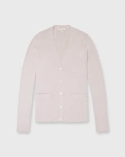 Nia Long-Sleeved Ribbed Cardigan In Blush Cotton/Silk