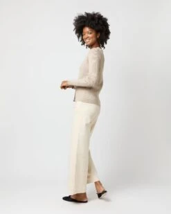 Nia Long-Sleeved Ribbed Cardigan In Latte Cotton/Silk -HERNO || ULLA JOHNSON || A.P.C. Shop S71893 2874