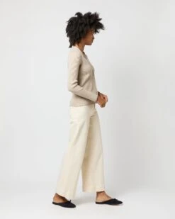 Nia Long-Sleeved Ribbed Cardigan In Latte Cotton/Silk -HERNO || ULLA JOHNSON || A.P.C. Shop S71893 2881