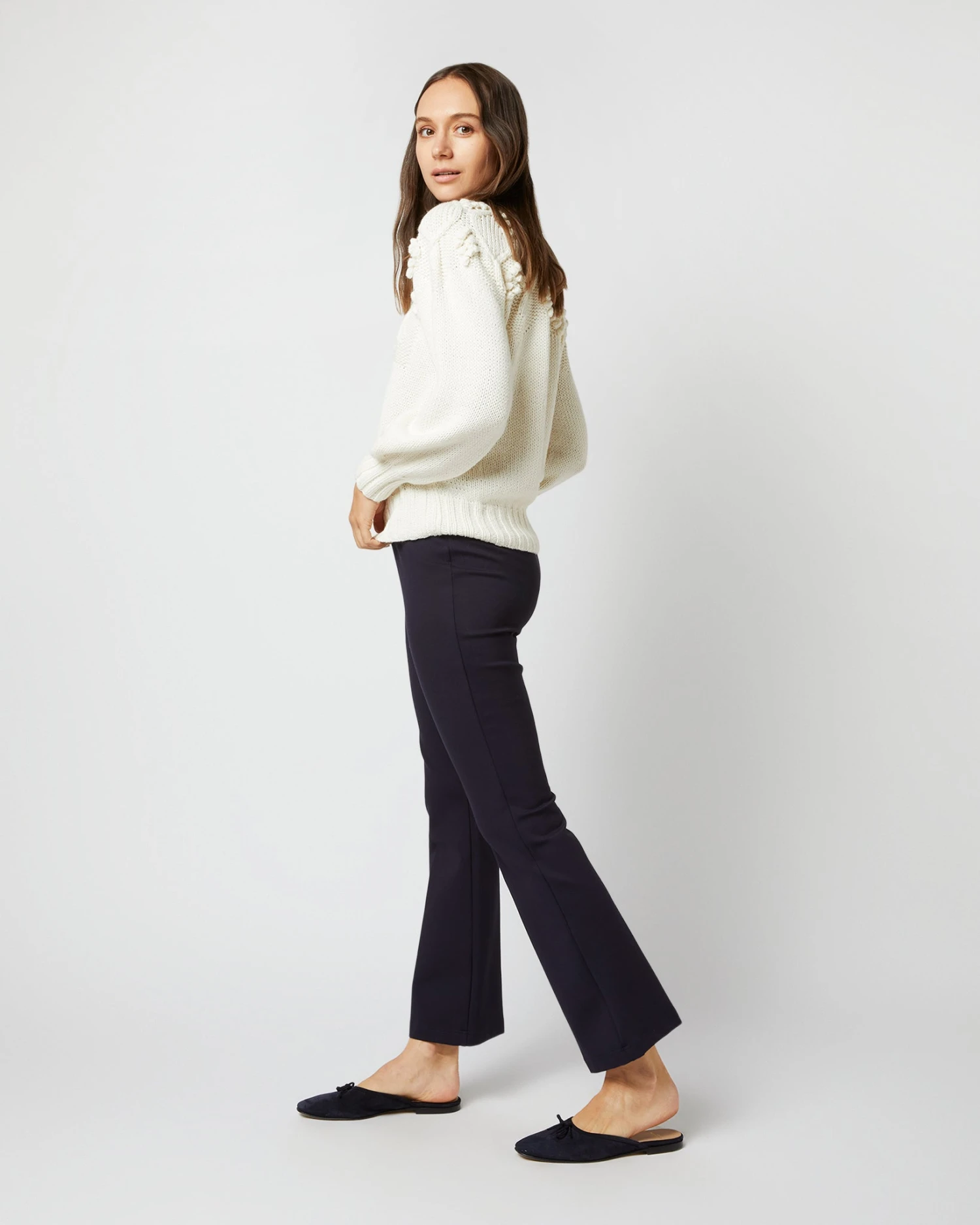 Lacey Sweater In Ivory Organic Cotton/Baby Alpaca 5 Lacey Sweater In Ivory Organic Cotton/Baby Alpaca - Image 5