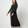 Adeline Crewneck Dress In Black Techno Yarn