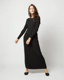 Adeline Crewneck Dress In Black Techno Yarn