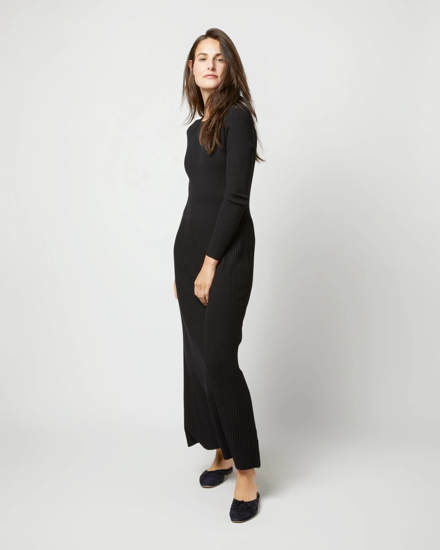 Adeline Crewneck Dress In Black Techno Yarn 4 Adeline Crewneck Dress In Black Techno Yarn - Image 4