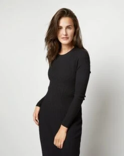 Adeline Crewneck Dress In Black Techno Yarn 9 Adeline Crewneck Dress In Black Techno Yarn -HERNO || ULLA JOHNSON || A.P.C. Shop S71896 1300
