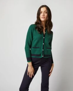 Katie Cardigan In Green/Navy Cotton/Cashmere -HERNO || ULLA JOHNSON || A.P.C. Shop S71897 2558