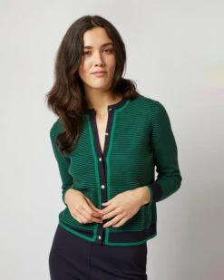 Katie Cardigan In Green/Navy Cotton/Cashmere -HERNO || ULLA JOHNSON || A.P.C. Shop S71897 2579