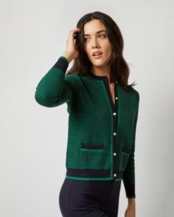 Katie Cardigan In Green/Navy Cotton/Cashmere -HERNO || ULLA JOHNSON || A.P.C. Shop S71897 2601