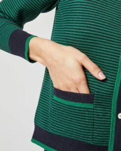 Katie Cardigan In Green/Navy Cotton/Cashmere -HERNO || ULLA JOHNSON || A.P.C. Shop S71897 2611