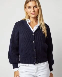 Alya Funnel-Neck Cardigan In Navy Cashmere -HERNO || ULLA JOHNSON || A.P.C. Shop S71898 2779