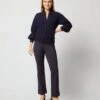 Alya Funnel-Neck Cardigan In Navy Cashmere