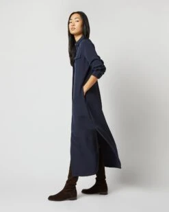 Hannah Dress In Navy Silk Crepe De Chine 11 Hannah Dress In Navy Silk Crepe De Chine -HERNO || ULLA JOHNSON || A.P.C. Shop S71903 746