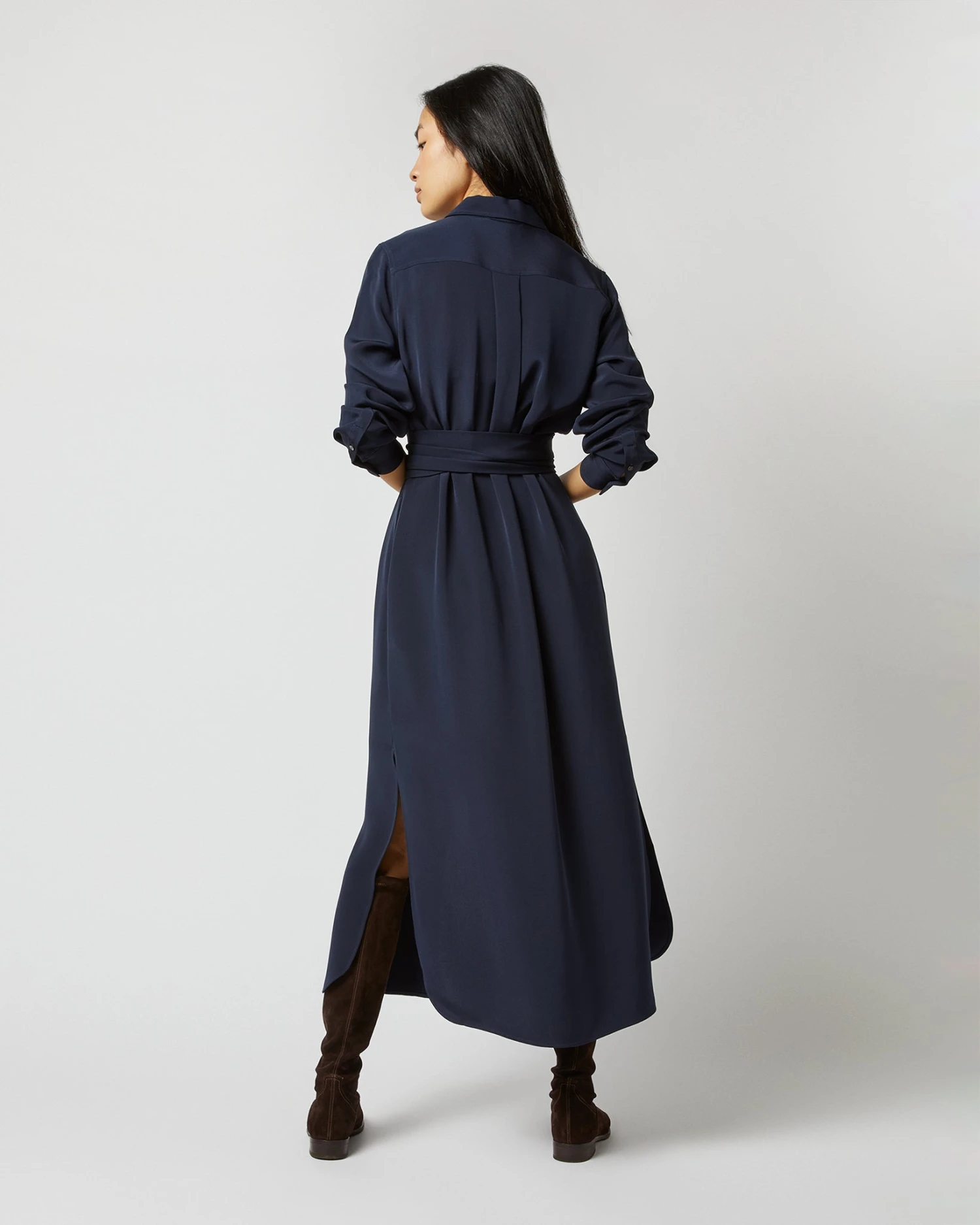 Hannah Dress In Navy Silk Crepe De Chine 6 Hannah Dress In Navy Silk Crepe De Chine - Image 6