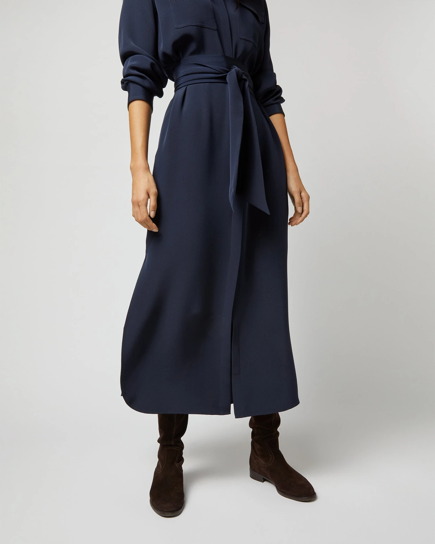 Hannah Dress In Navy Silk Crepe De Chine 9 Hannah Dress In Navy Silk Crepe De Chine - Image 9