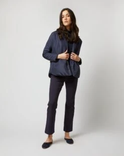 Kimono Shirt Jacket In Navy Taffeta