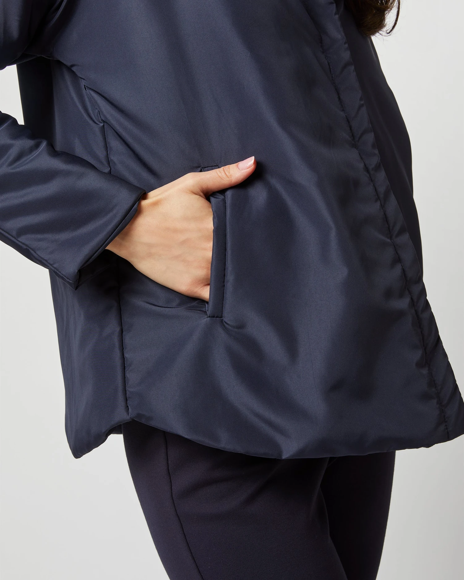 Kimono Shirt Jacket In Navy Taffeta 6 Kimono Shirt Jacket In Navy Taffeta - Image 6