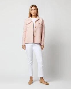 Fiona Shirt Jacket In Rose/Ivory Double-Faced Twill
