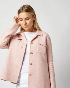 Fiona Shirt Jacket In Rose/Ivory Double-Faced Twill 11 Fiona Shirt Jacket In Rose/Ivory Double-Faced Twill -HERNO || ULLA JOHNSON || A.P.C. Shop S71907 627