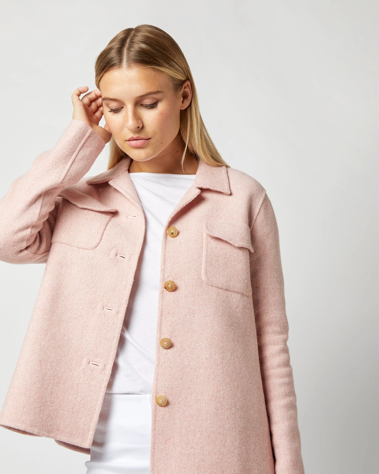 Fiona Shirt Jacket In Rose/Ivory Double-Faced Twill 4 Fiona Shirt Jacket In Rose/Ivory Double-Faced Twill - Image 4