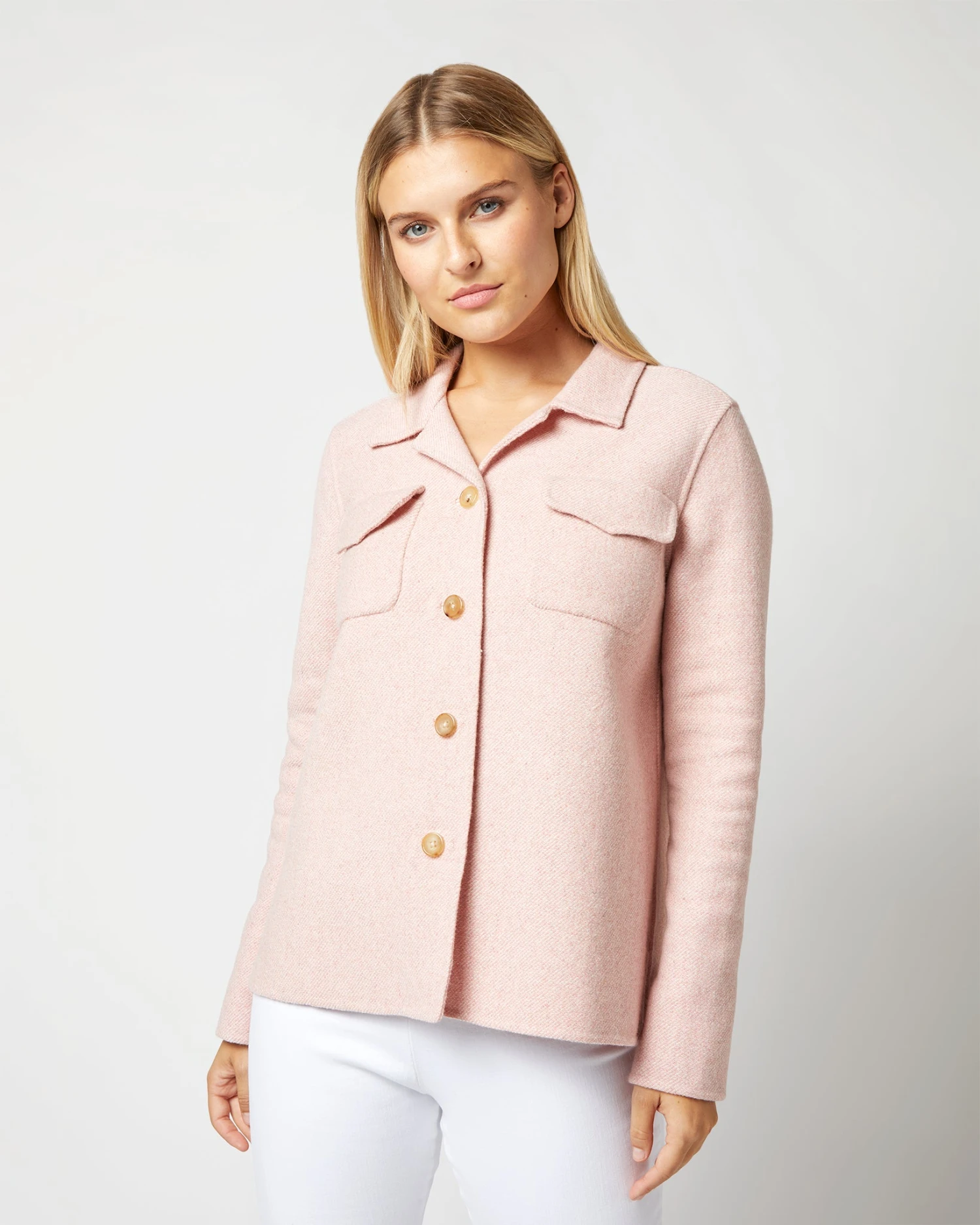Fiona Shirt Jacket In Rose/Ivory Double-Faced Twill 2 Fiona Shirt Jacket In Rose/Ivory Double-Faced Twill - Image 2