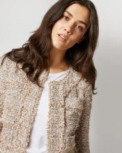 Kiki Jacket In Blush Multi Sparkle Tweed -HERNO || ULLA JOHNSON || A.P.C. Shop S71912 2120