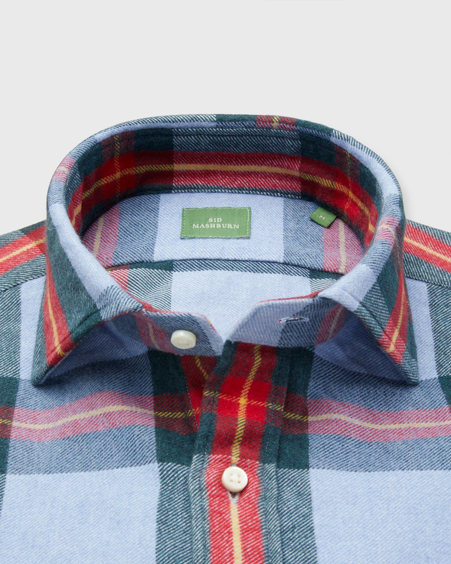 Spread Collar Sport Shirt In Periwinkle/Red/Yellow Plaid Flannel 2 Spread Collar Sport Shirt In Periwinkle/Red/Yellow Plaid Flannel - Image 2