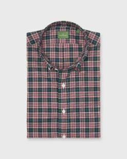 Button-Down Sport Shirt In Hunter/Red/Sky Plaid Poplin