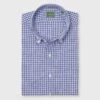 Button-Down Sport Shirt In Blue Gingham Poplin
