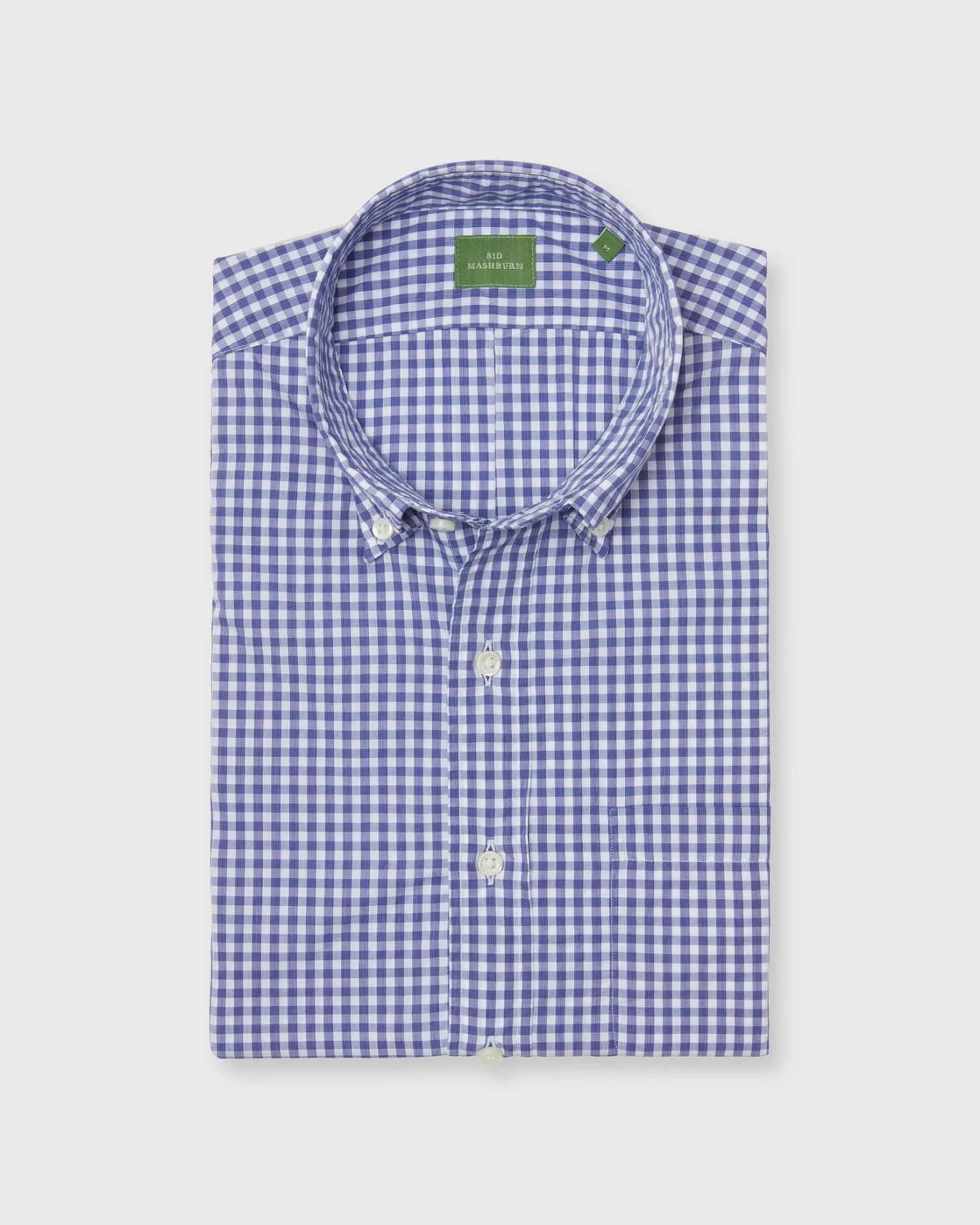 Button-Down Sport Shirt In Blue Gingham Poplin 1 Button-Down Sport Shirt In Blue Gingham Poplin