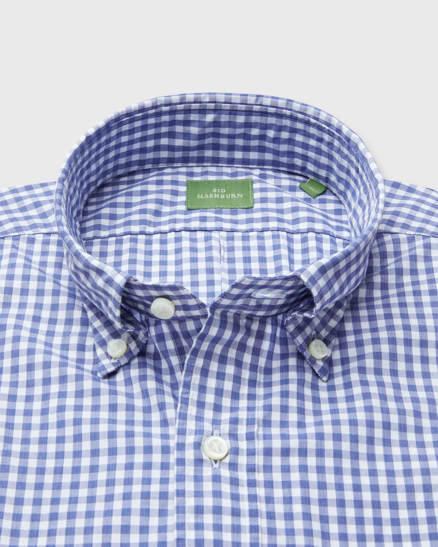 Button-Down Sport Shirt In Blue Gingham Poplin 2 Button-Down Sport Shirt In Blue Gingham Poplin - Image 2